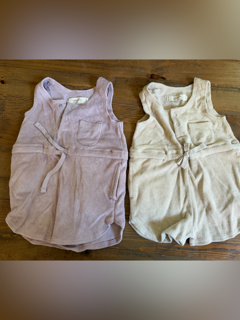 Pehr Kids Terry Rompers - Pink and Cream